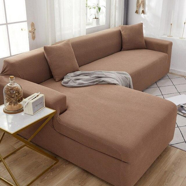 ﻿GoodFIT Sofa Cover - Single Seater - Khaki-Fleece - Happee Shoppee